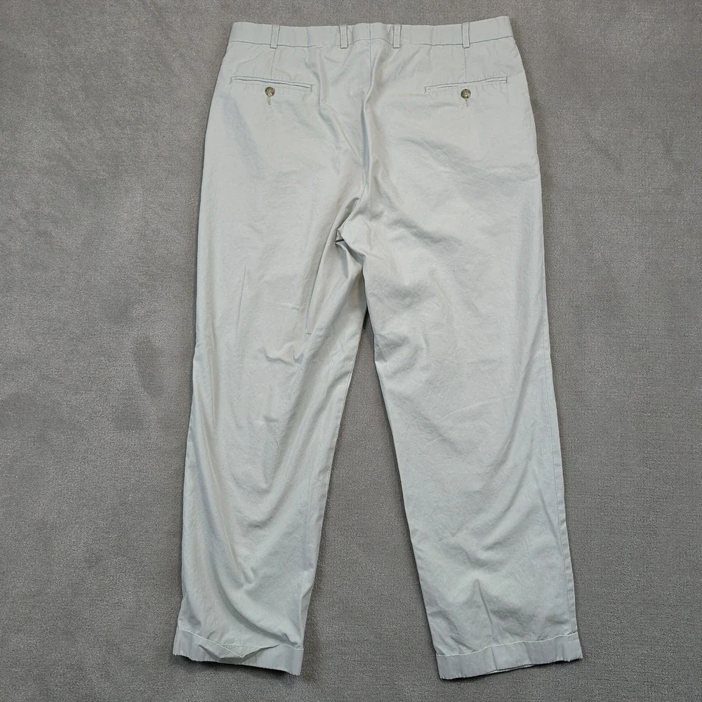 Brooks Brothers Pants Mens 38x30 Beige Pleated Front Straight Leg Cotton Chinos